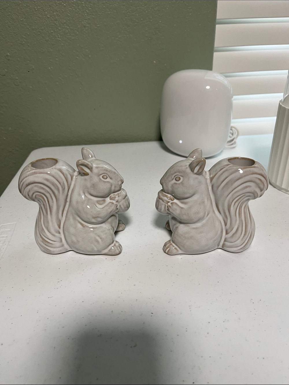 Target Ceramic Beige Squirrel Candle Holders - Pair